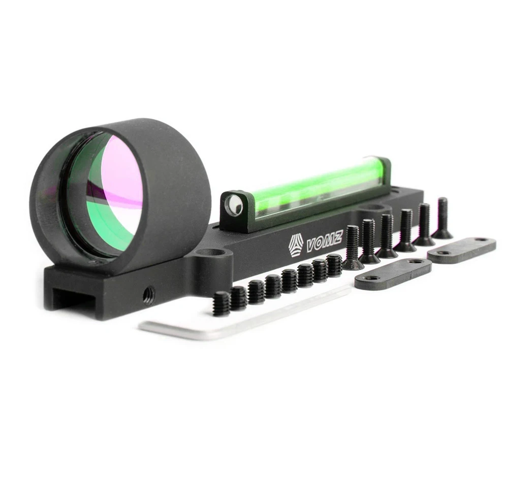 VOMZ 1x28 Red Green Fiber Optic Sight Red Dot Collimator Sight 11mm Rail For Shutgun Hunting Scope