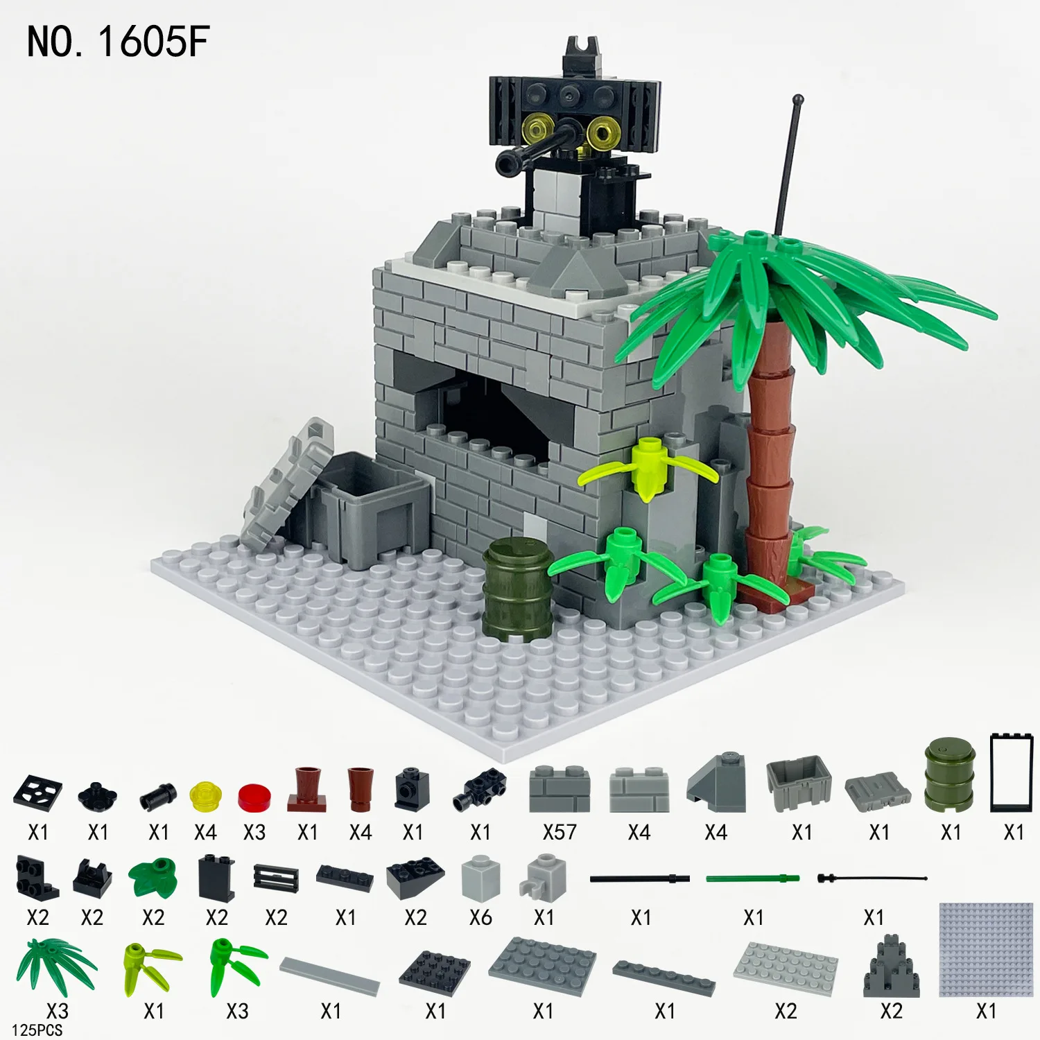 Moc piccole particelle assemblate giocattoli Building Blocks Bunker Heavy Machine Gun Base scene militari modello accessori mattoni