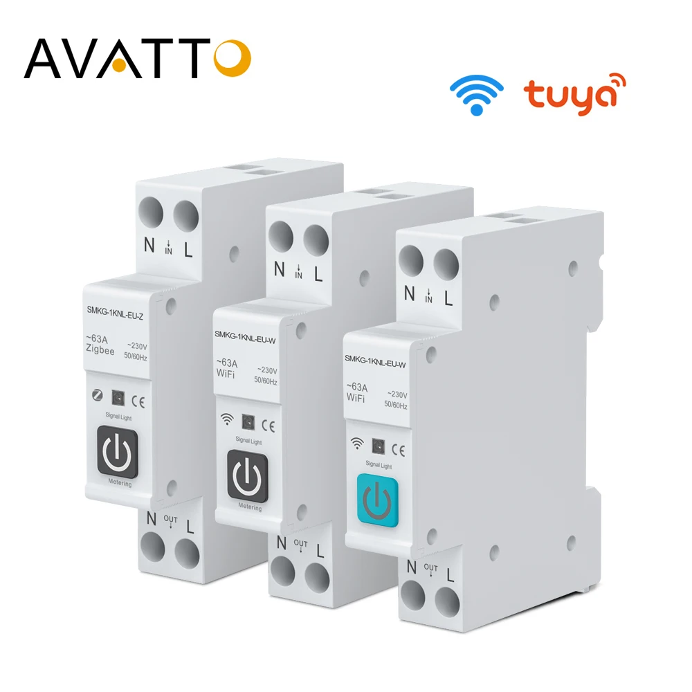 AVATTO Tuya Zigbee / WiFi Circuit Breaker with Energy Meter Power Consumption Monitor,Smart Timer Relay Switch for Alexa Google