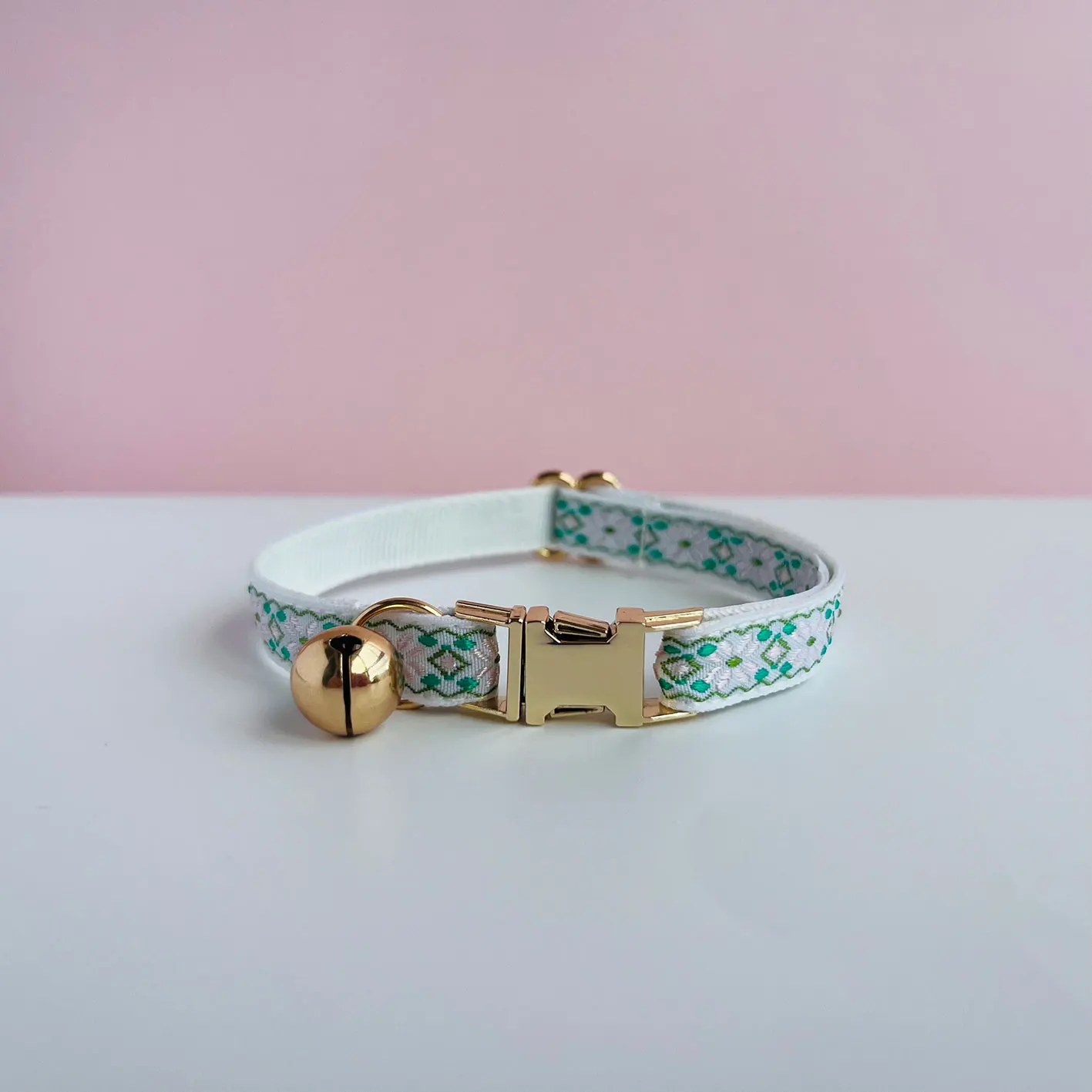 Customize Name Personalized Colorful Woven Pattern Cat Collar Jacquard Design Safety Breakaway Buckle_voghion.com