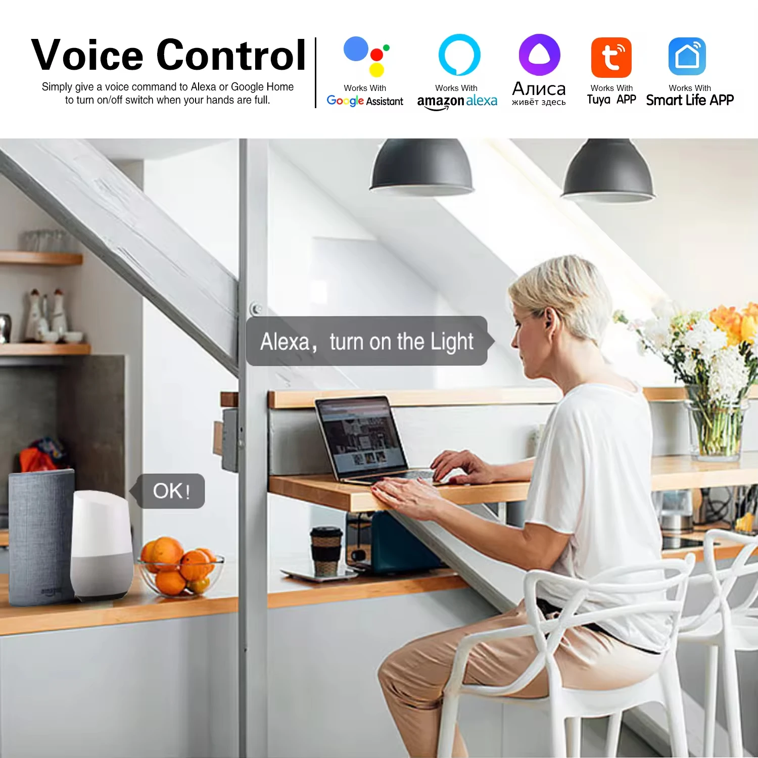 Interruttore da parete intelligente, timer di controllo dell'applicazione della vita intelligente WiFi, interruttore della luce in vetro touch wireless domestico, supporta l'infiltrazioni di Google