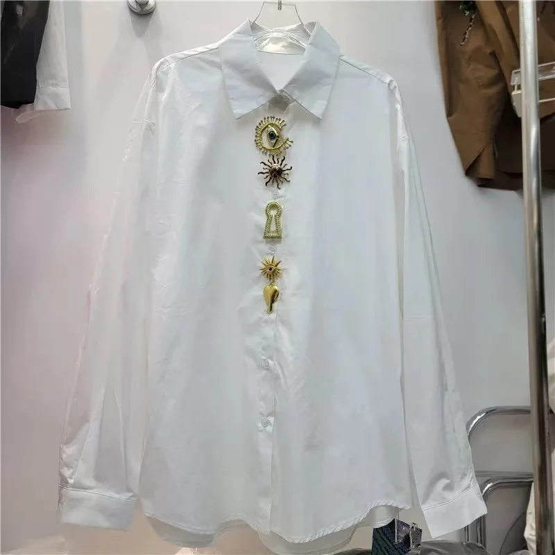 Blusas de Manga Larga de Algodón de Diseño de Lujo de Alta Gama para Primavera, Otoño y Verano 2026, Camisas para Mujer, Estilo Casual Chic, Ropa de Mujer, Blusa