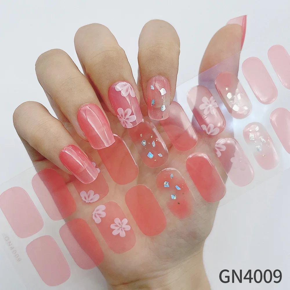 MEBIS 20 ملصقات لا خبز جل مسمار الفن ملصقات الفرنسية التغيير التدريجي بلون زهرة بقعة ملصقات الأظافر طقم تزيين الأظافر #2