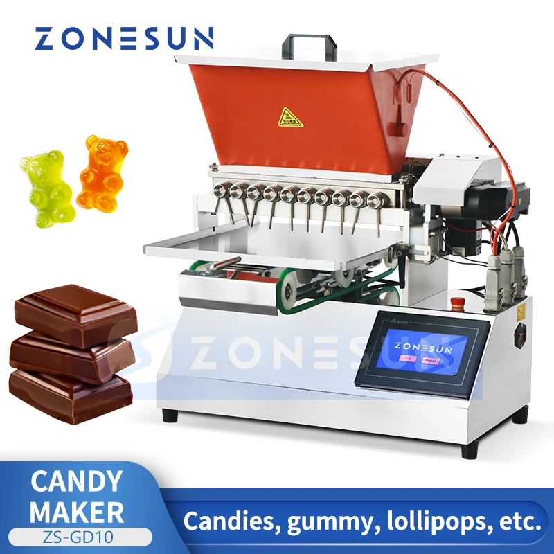 ZONESUN Chocolate Gummy Candy Making Machine Caramel Ganache Piston Pump Filling Confectionery Equipment Packaging ZS-FM7C