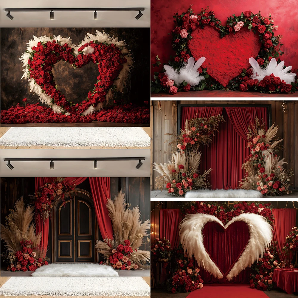 赤い花のハートの写真の背景,バレンタインデー,結婚式,母の日,マタニティの肖像画,誕生日,写真スタジオのアクセサリー