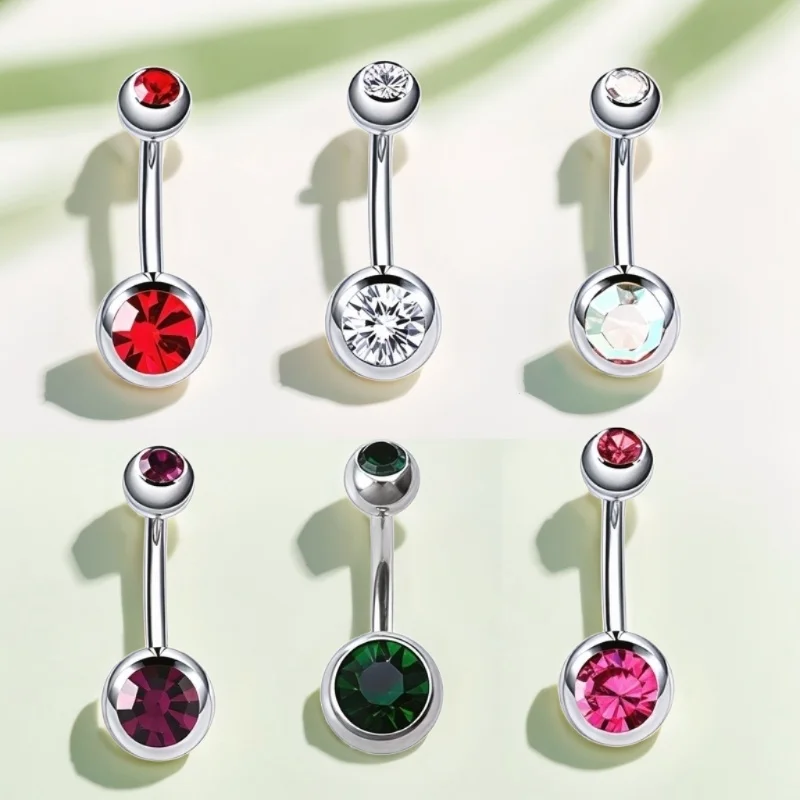 1 قطعة خاتم السرة البطن ثقب التيتانيوم G23 أبيض أحمر اللون 14 جرام x 10/12 مللي متر ميدوسا ثقب البطن مجوهرات للجسم للنساء الرجال #1