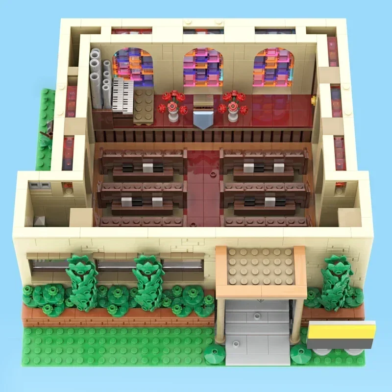 

classic cartoon scene diorama bricks church blocks house town haus moc fans building gift kid movie toy product decor set