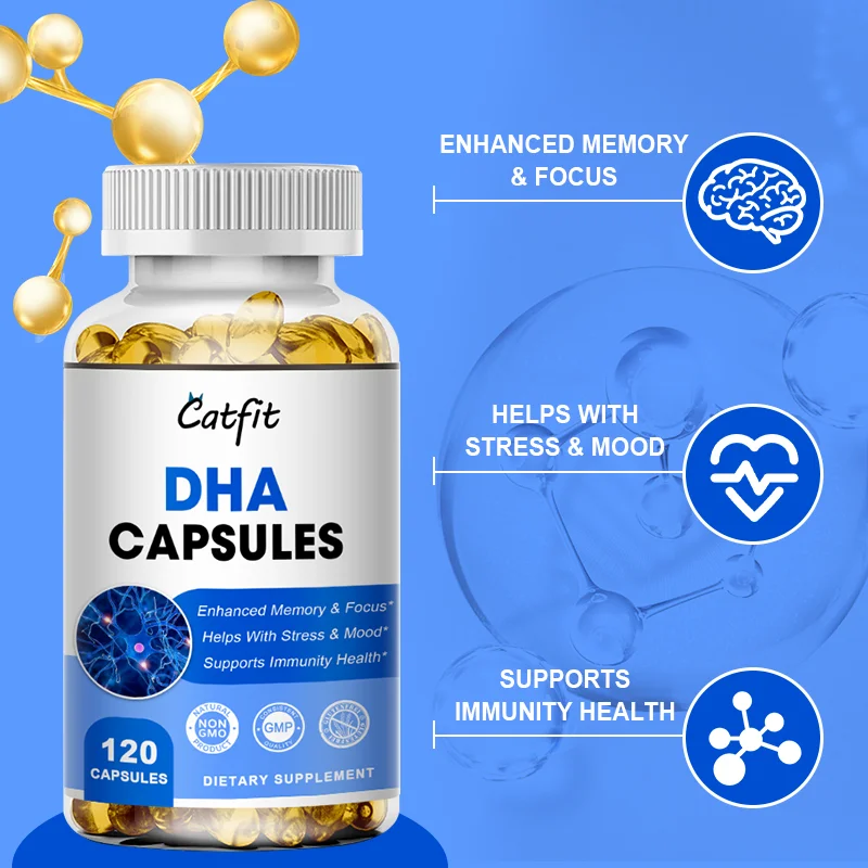 Catfit Omega 3 Fish Oil Capsules with EPA DHA Dietary Supplement Brain Heart Immunity Memory Mood Beauty Health Sleep Quality