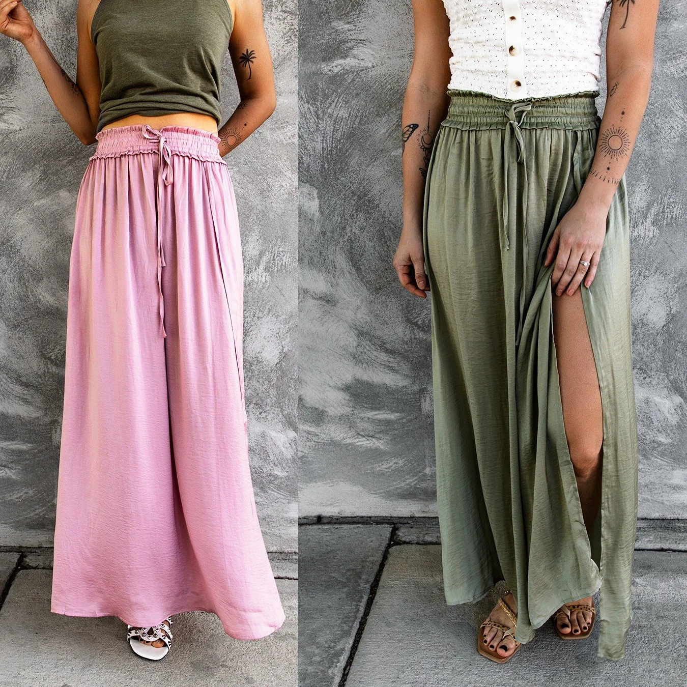 

Women Spring Summer New Sexy Split Strap Loose Skirt Casual Vacation Swing Skirt High Waist Solid Color