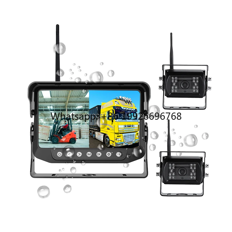 AHD Waterproof IP68 Vehicle Car Parking Backup 4 Camera and Led Display Wireless Truck System 7 inch Lcd Monitor for 4 Channel