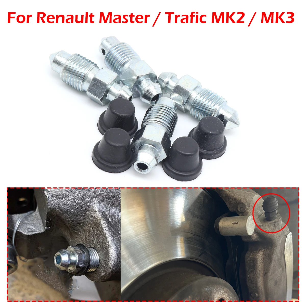 

For Renault Trafic MK2 Master Front Rear Left Right Caliper Bleed Nipples Screws Repair Kit Replacement Parts Accessories Parts