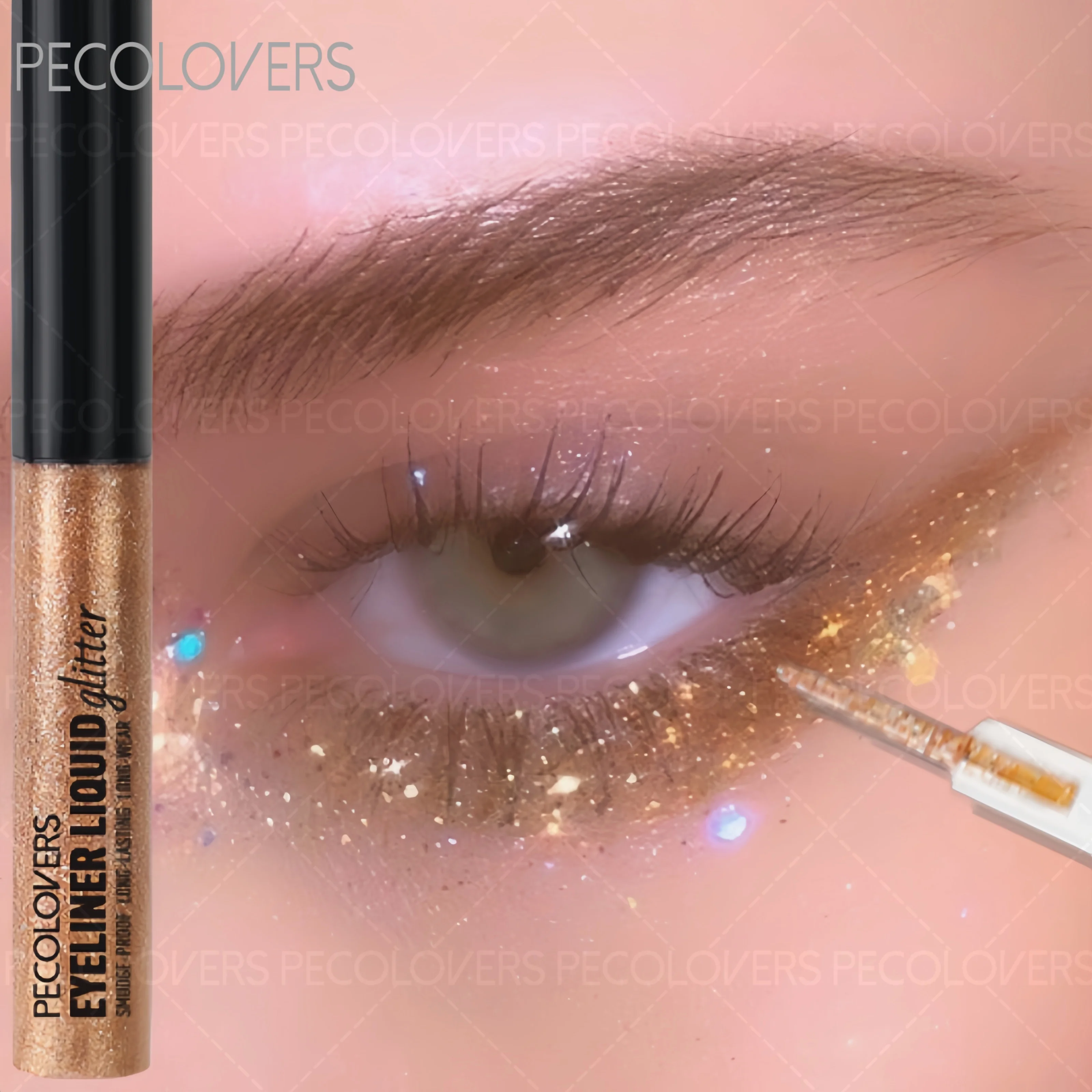 Lápis delineador líquido metálico com glitter à prova d'água, maquiagem brilhante para os olhos, à prova de manchas, sombra, para maquiagem de festival de música