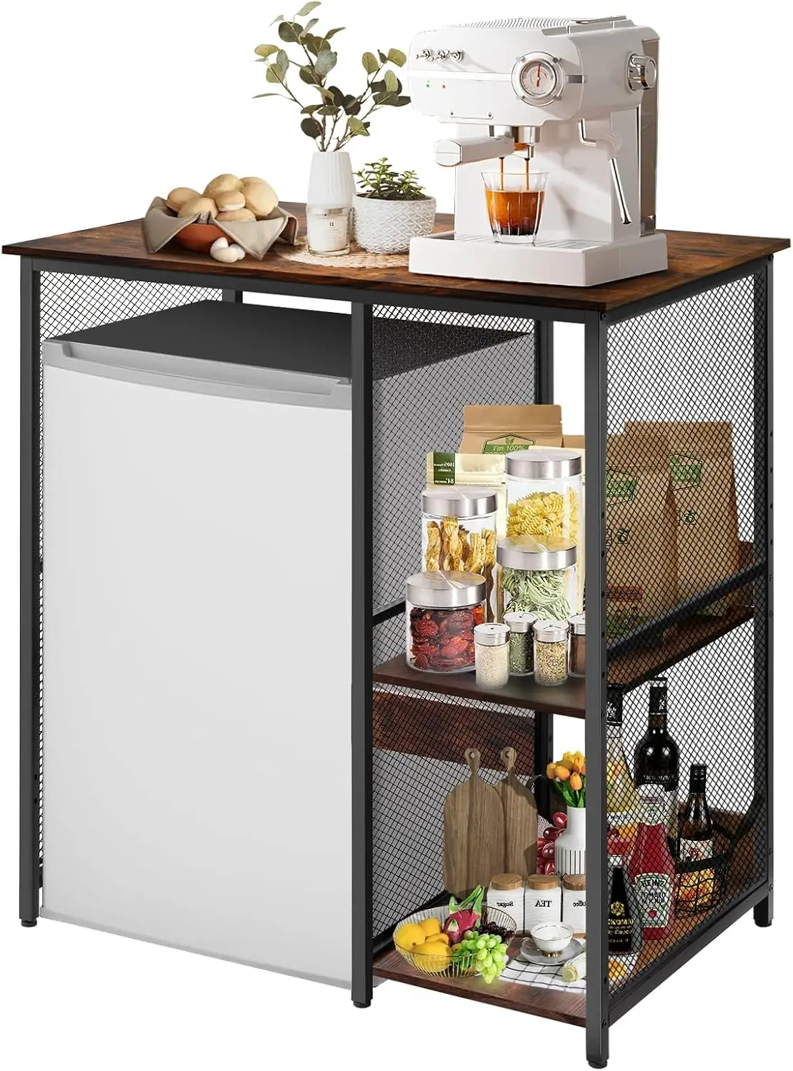 3-Tier Mini Fridge Cabinet Storage Shelf Microwave Stand Table Baker Rack Utility Storage for Kitchen And Home