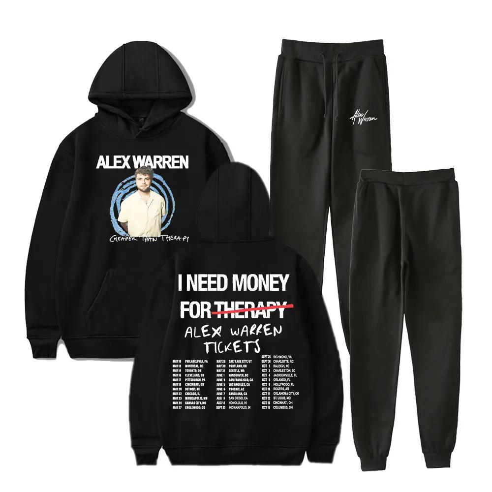 Alex Warren Merch Mais barato do que Therapy Global Tour Hoodies Jogger Calças Conjunto Homem Mulher Moletons de Manga Longa