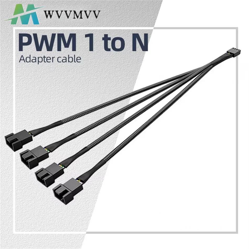 4Pin PWM Adapter Cable 1 to 1/2/3/4 Computer Motherboard CPU Cooler Fan Splitter PC Chassis Fan Extension Spliter Power Cable
