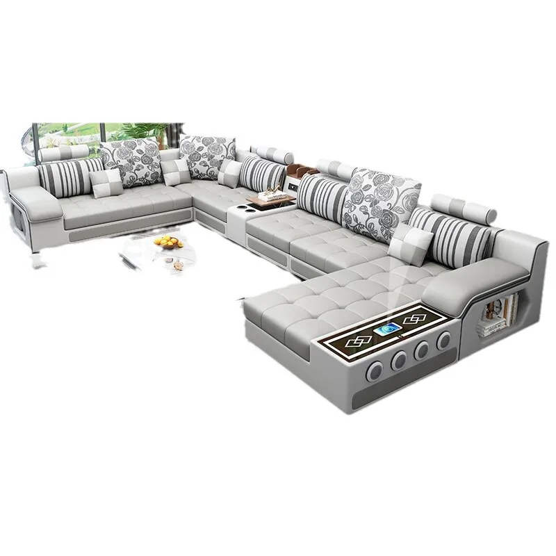 

Sofa Smart Bluetooth Audio Large Apartment Living Room Furniture Fabric Sofa Combination