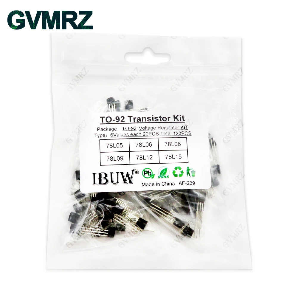 120PCS 10Werte TO-92 Transistor Kit (78L05/78L06/78L08/78L09/78L12/78L15) Spannungsregler für DIY Elektronische Stromversorgung