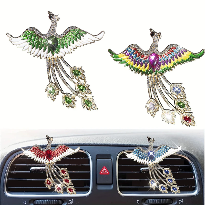 

Enamel Glitter Phoenix Car Aroma Diffuser Fragrance Car Vent Clip-on Air Freshener Decor Refillable Fragrance Holder Lucky Charm
