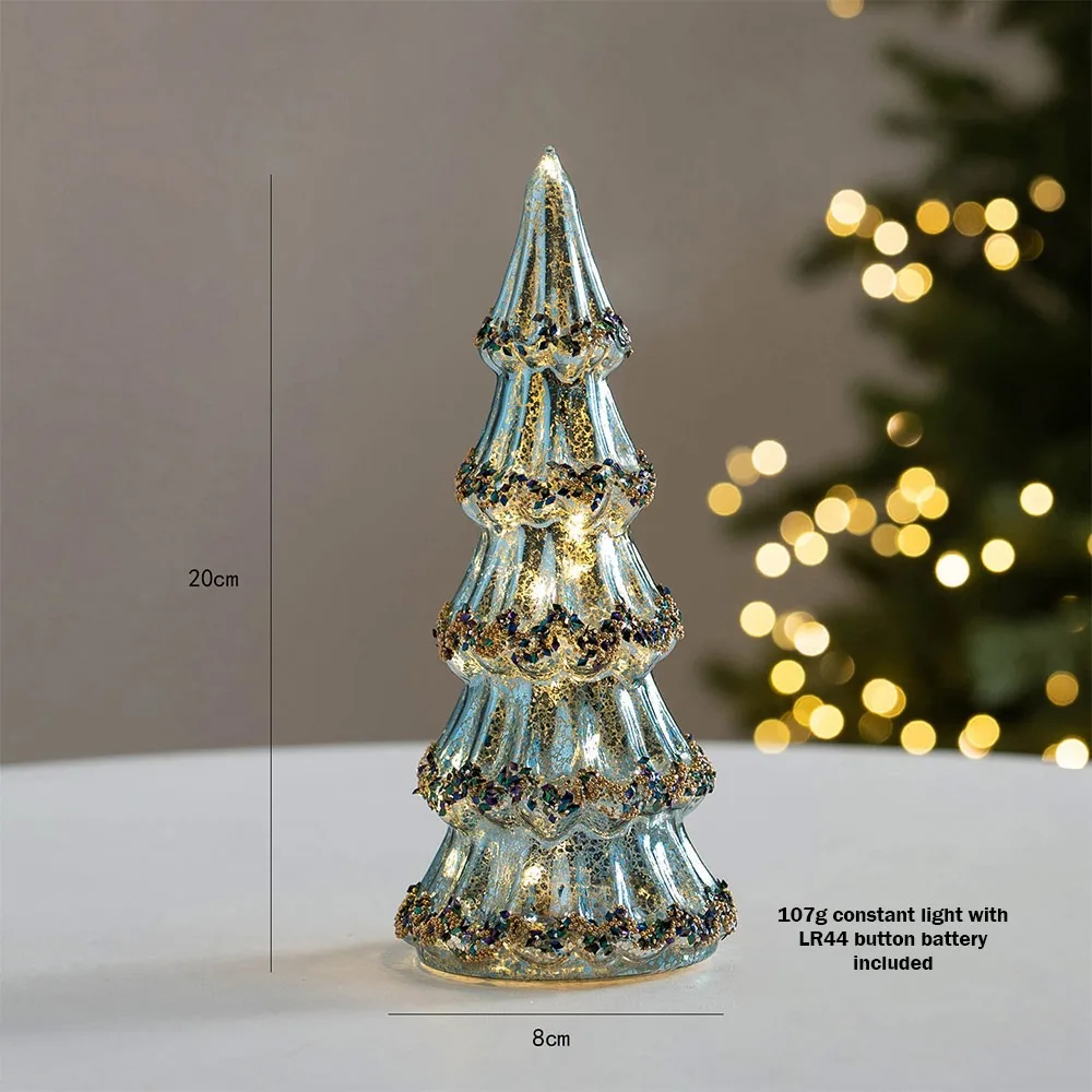 Multicolor Christmas Tree Light LED Lamp Glass Christmas Ambient Lighting Snow View Rotating Xmas Decorative Lighting