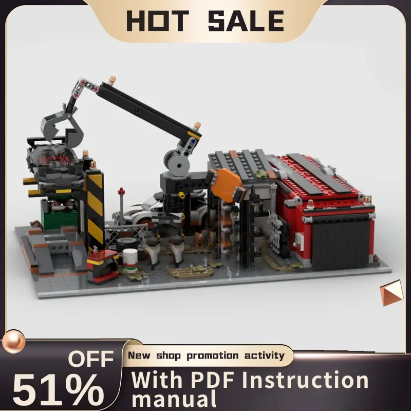 New 1284Pcs City Hot Selling Street View Moc Modular Scrapyard Model Custom Puzzle Diy Creative Ideas Kids Toys Birthday Gift