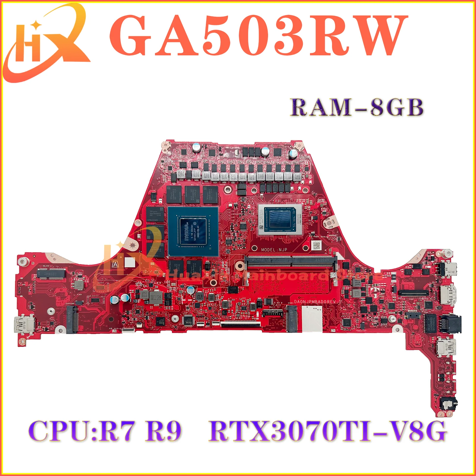 GA503RS Mainboard For ASUS GA503R GA503RW GA503RM Laptop Motherboard R7 R9 RTX3060/V6G RTX3070Ti/RTX3080-V8G RAM-8GB