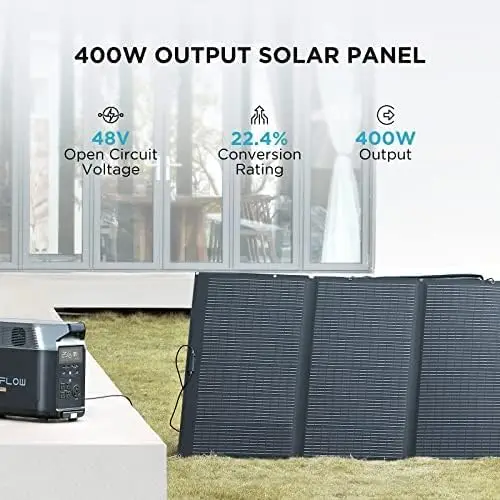 Solar Generator 120V/3.6kWh DELTA Pro with 4x400W Portable Solar Panel 23% High-Efficiency 5 AC Outlets 3600W Portable Power