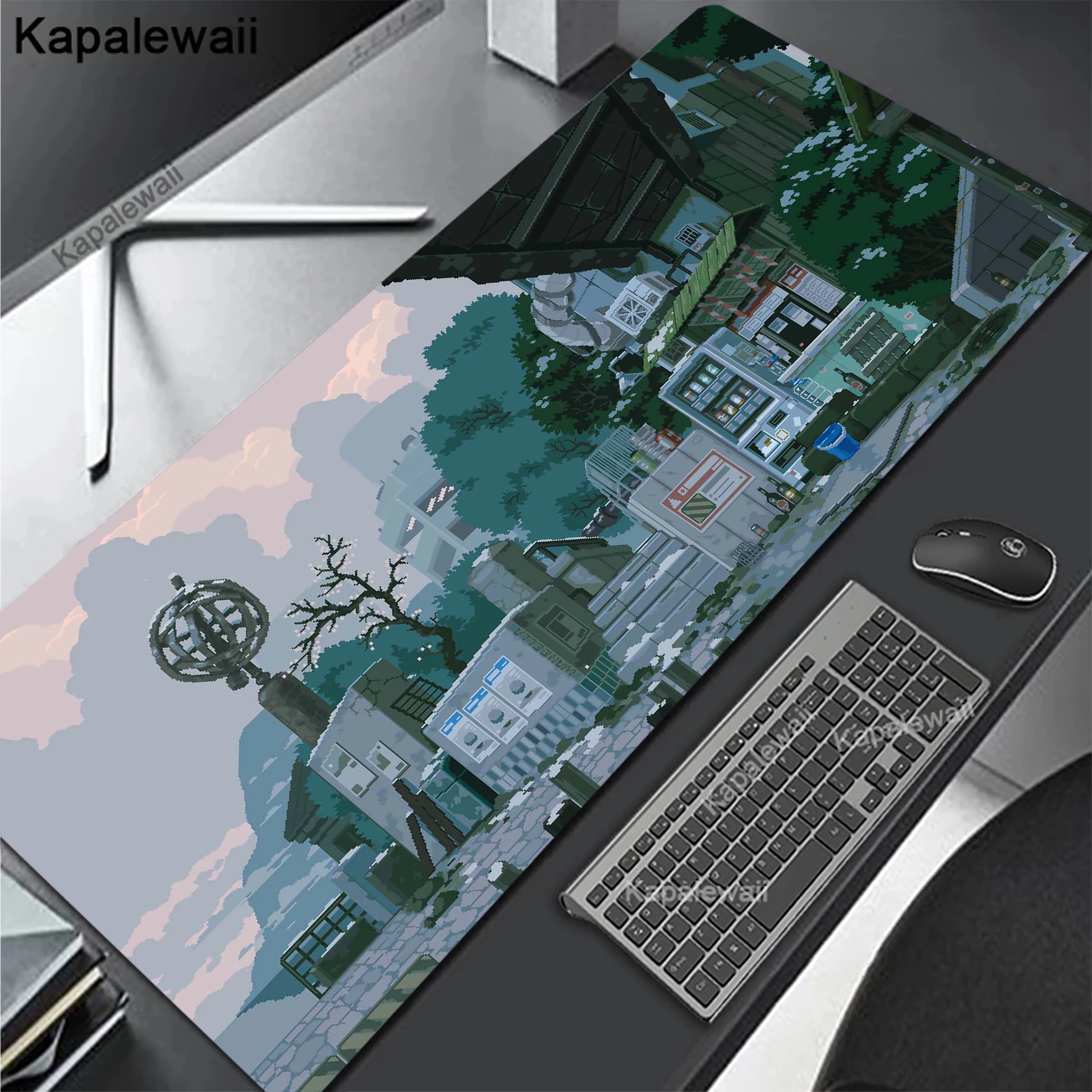 

City Street Pixel Landscape Mousepad Gaming Speed Keyboard Pads Mouse Pad XXL Rubber Carpet Locked Edge Mouse Mat 900x400mm