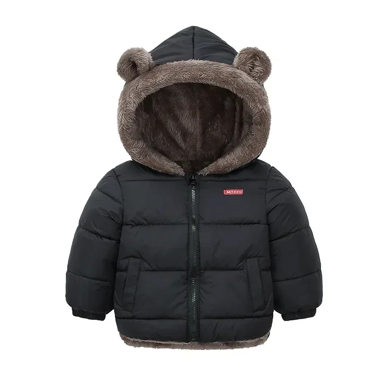 Veste à capuche en coton épaissi pour enfants, manteau chaud avec fermeture éclair, vêtements d'extérieur pour garçons et filles, costume pour bébé, vêtements pour enfants, hiver