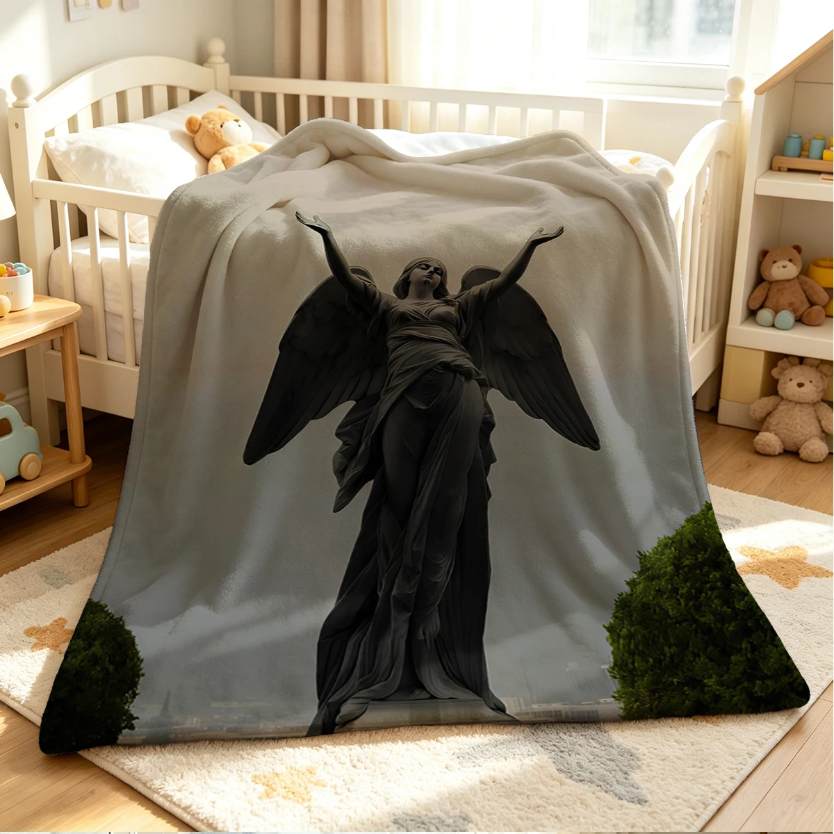 Angel Wish Flannel Blanket Warm Soft Halloween Christmas Couch Warm Cozy Decorative Decor Gift for All Season