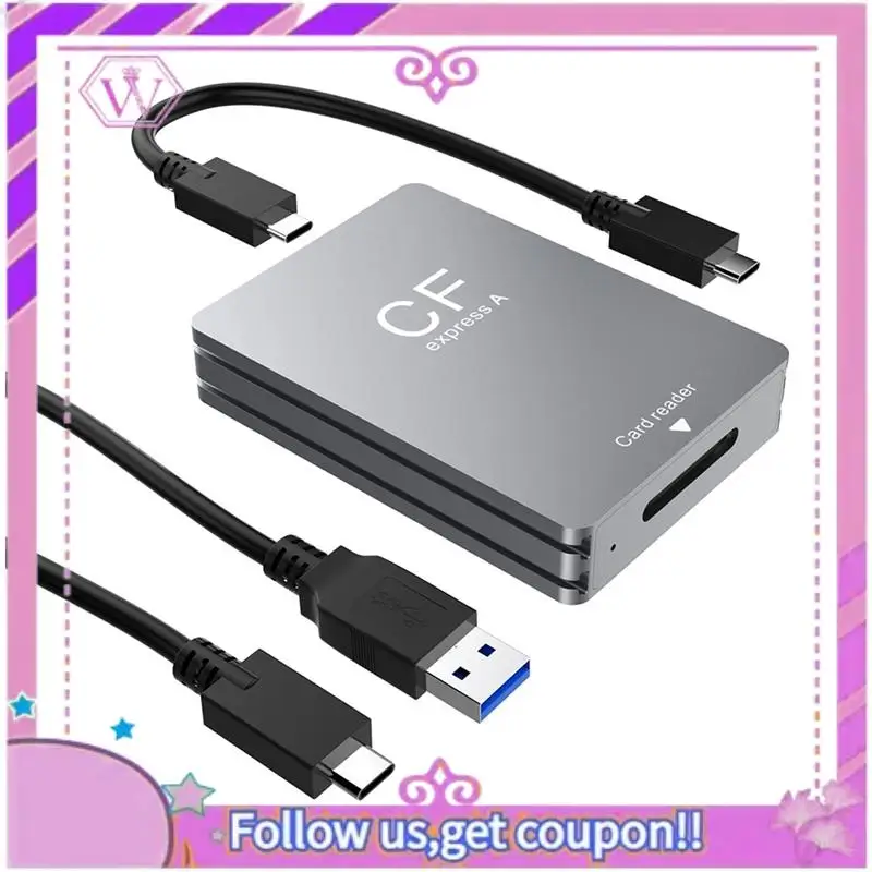 ABSL-Cfexpress Type A Card Reader Silver-Gray Aluminium Alloy USB 3.2 10Gbps Cfexpress Reader With USB C To USB C/USB A Cable