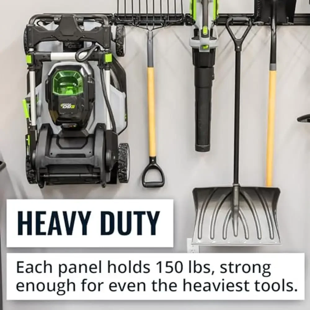 Adjustable Heavy Duty Steel Garage Tool Storage Rack Wall Mount Organizer System Yard Tools Shovels Rakes Brooms Mops Chairs