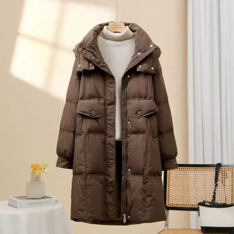 

2025 European Autumn/Winter New Women's Down Jacket Loose Commuter Hooded Jacket