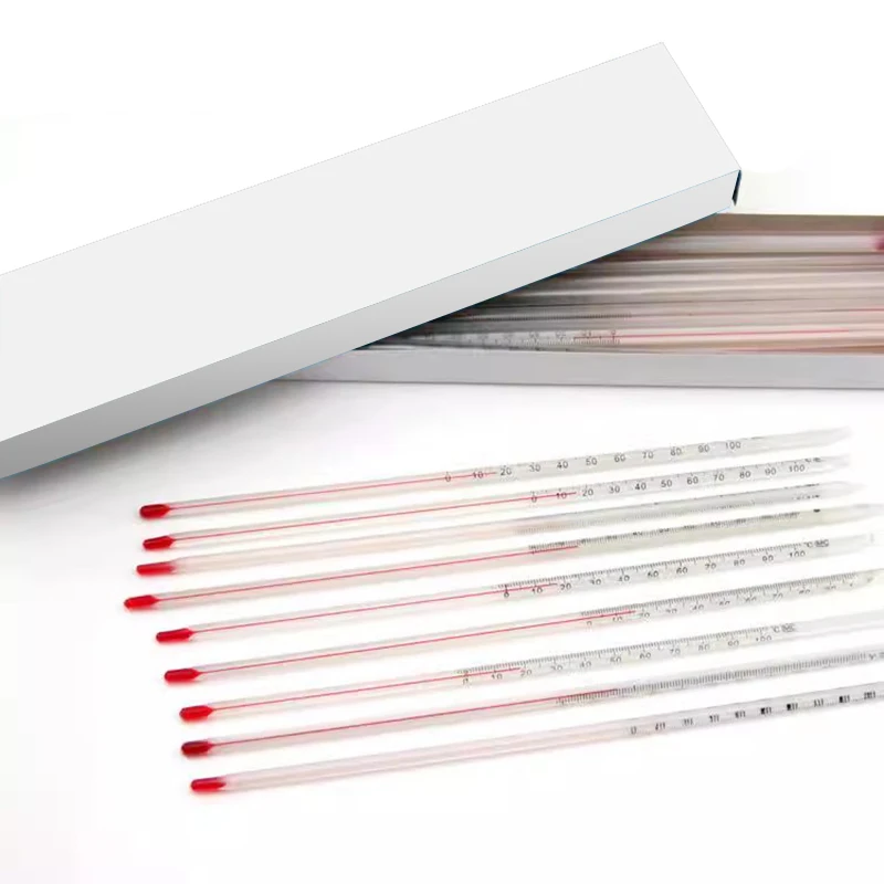 

20-Pack red water thermometer glass rod measuring water temperature alcohol experiment consumables high precision