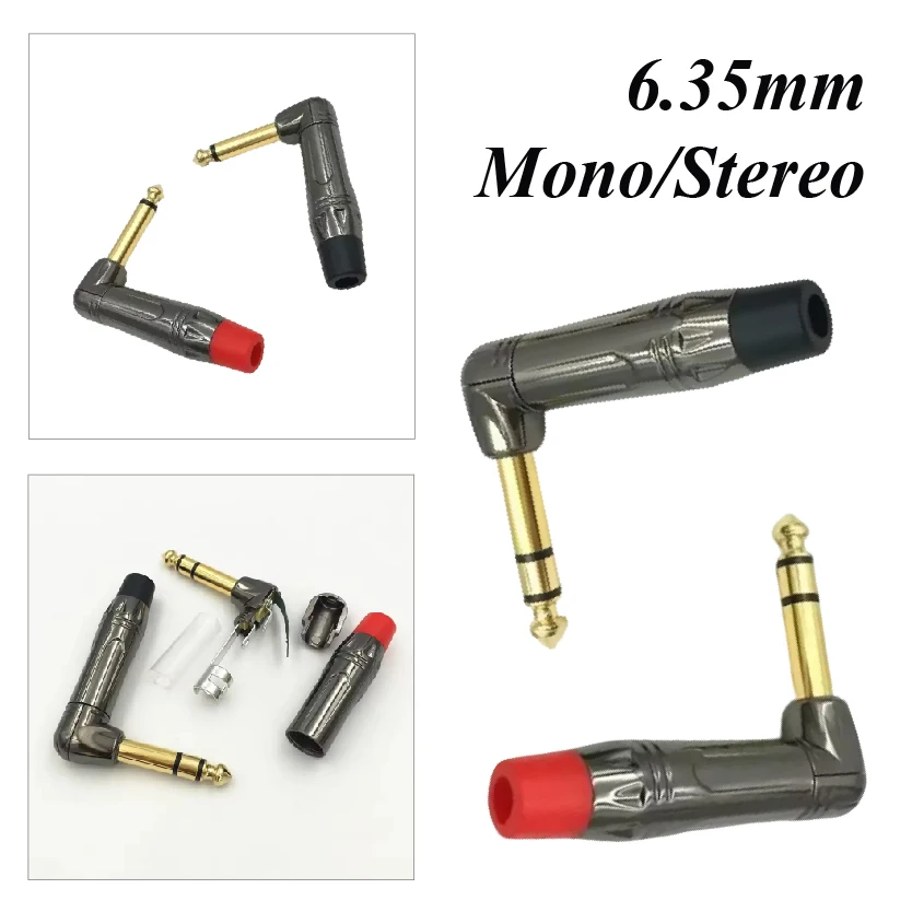 

Right Angle Mono/Stereo Jack 6.35mm Microphone Plug Speaker Connector