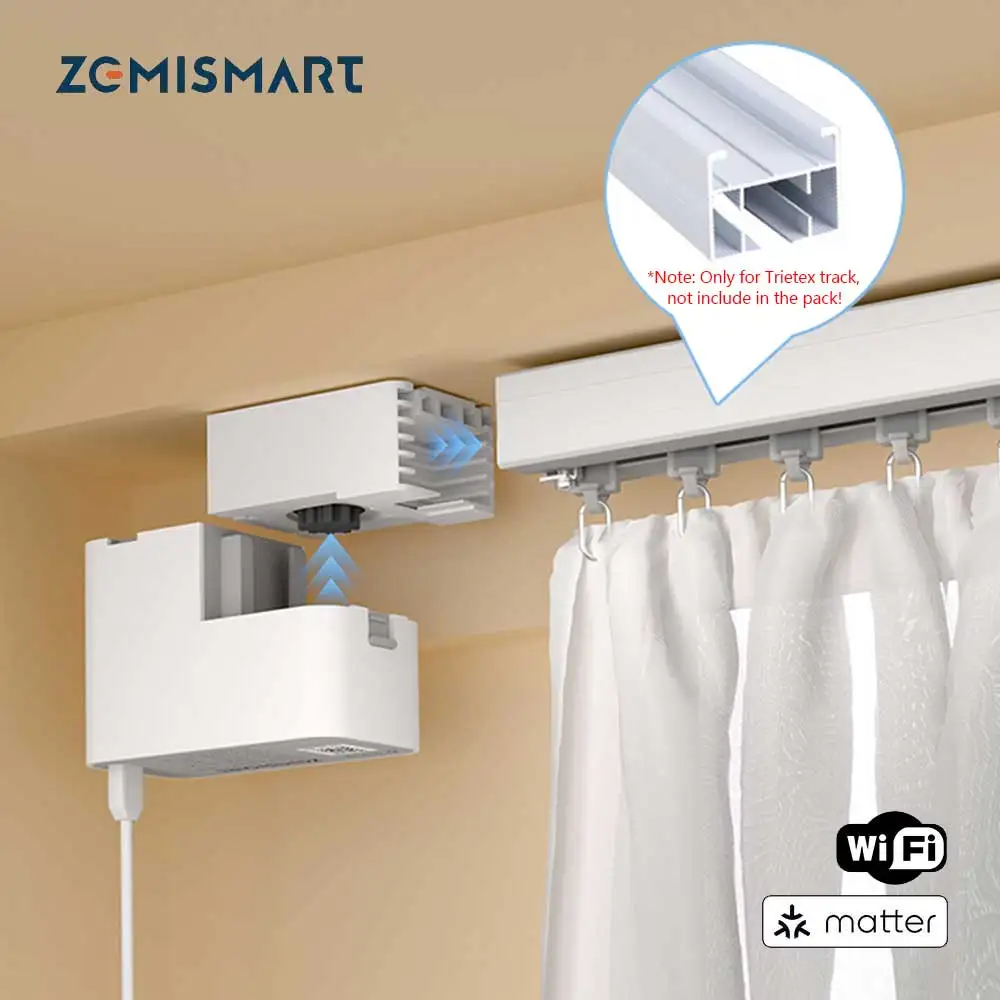 Matter Over WiFi Mini motore elettrico per tende per supporto pista Trietex Assistente domestico Smartthings Homekit Controllo Google Home