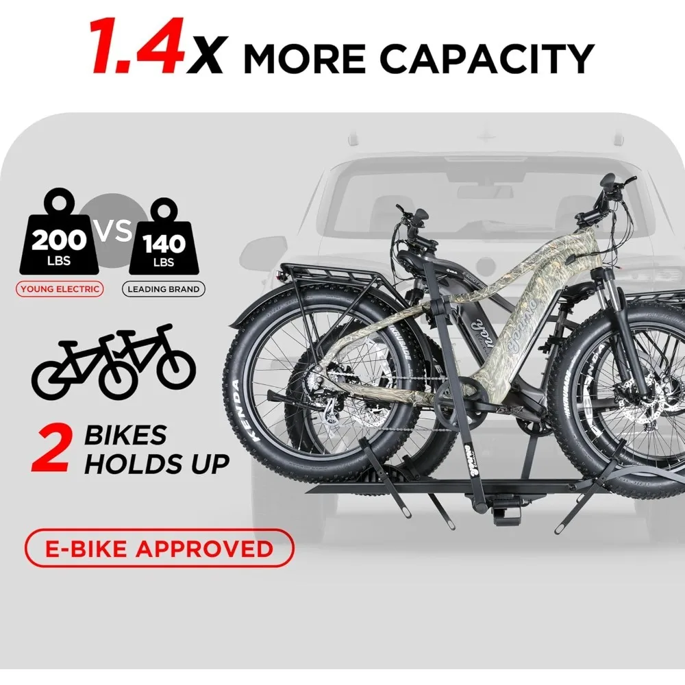 200LBS EZ-FOLD الألومنيوم 2-Ebike الناقل مع منحدر للدراجات والدراجات الكهربائية، سيارة SUV شاحنة فان RV و - رائجة البيع