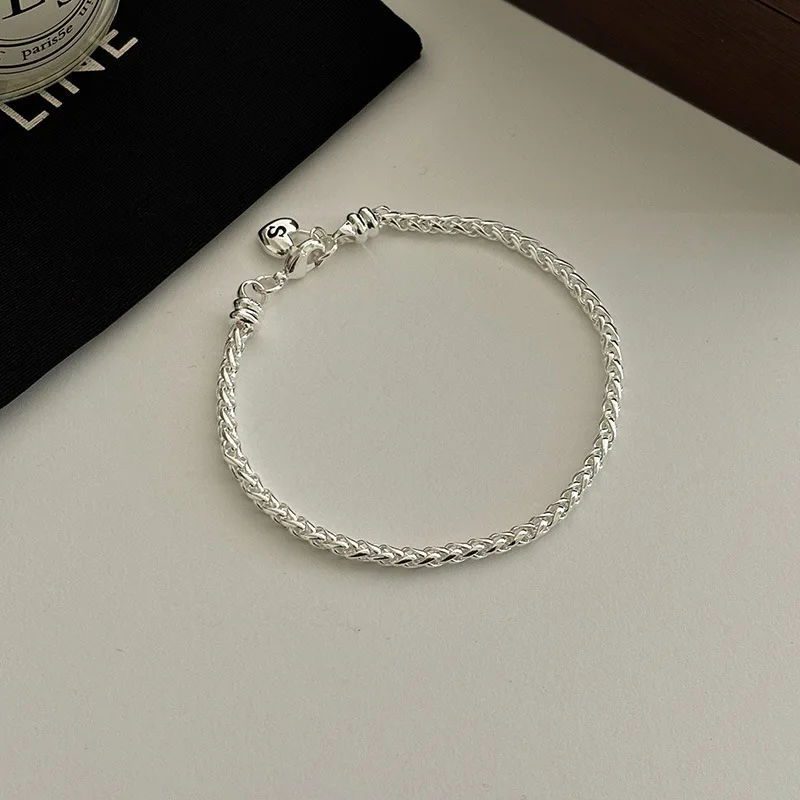 Silver 925 Heart Chain Women's Hand Cuffs Bracelets Couple Wedding Luxury Designer Jewelry Accessories Jewellery Argent 925