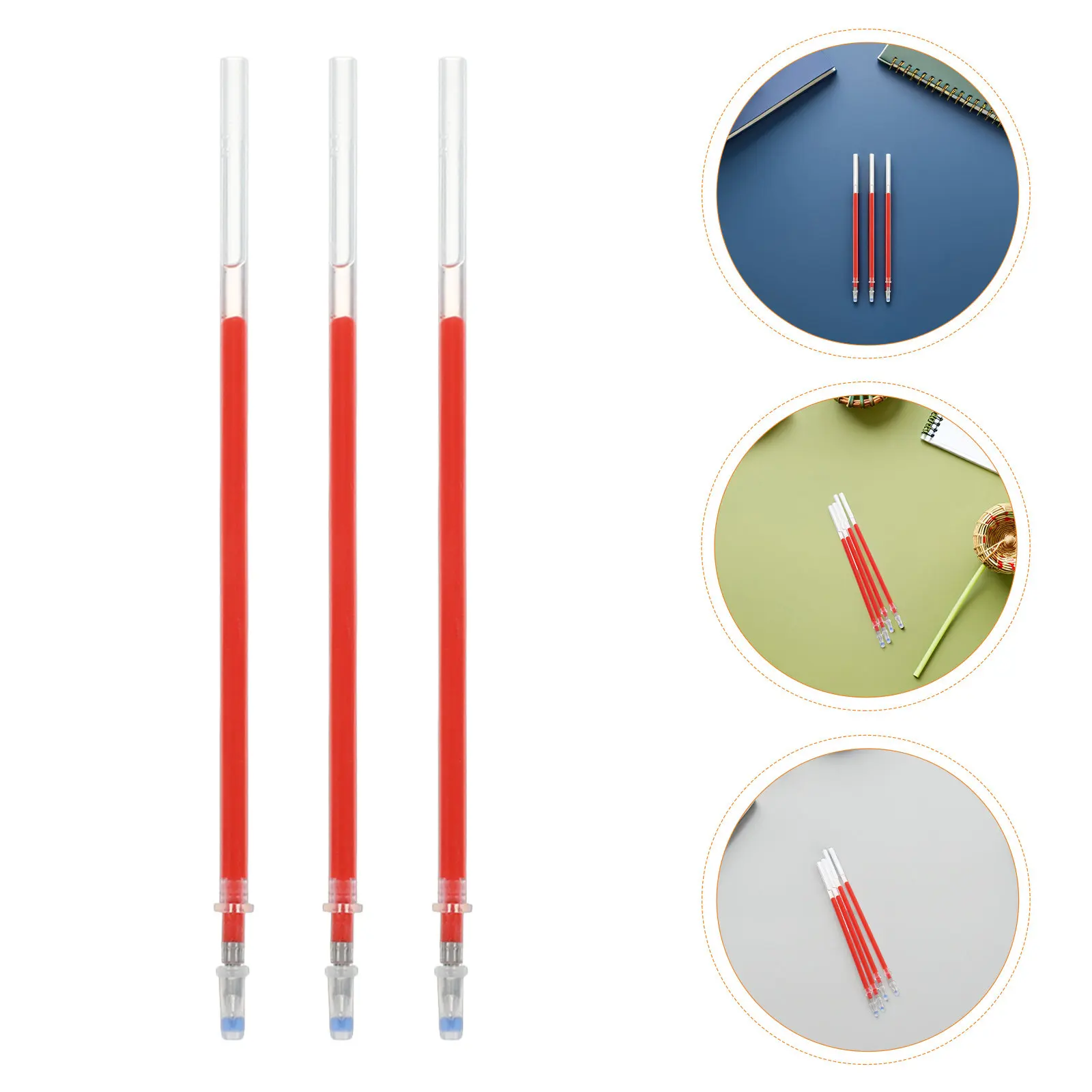 

300 шт. сменных стержней для гелевых ручек с красными чернилами, для плавного письма, для офиса, для подписи, с тонким наконечником-иглой