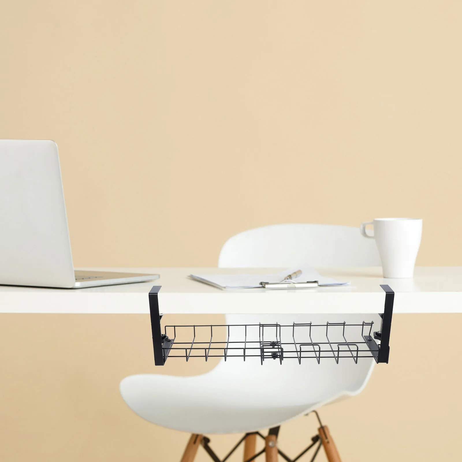 

Under Desk Cable Management Tray Premium Carbon Steel Sturdy Cord Organizer for Power Adapters USB Hubs Storage Under Desk Wire