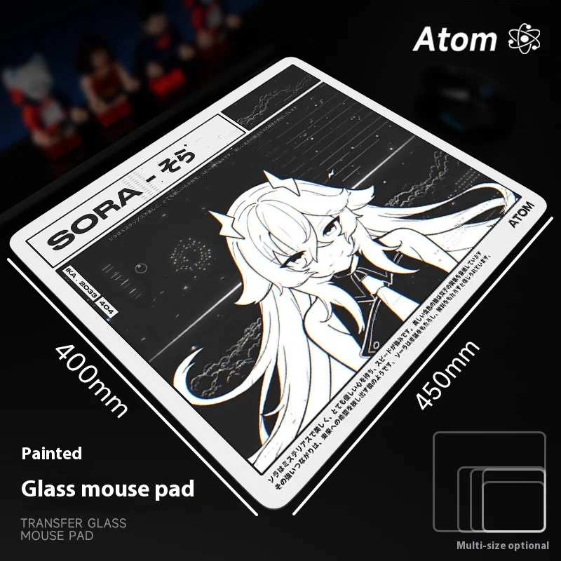 Atom Photovoltaic Glass Mouse Pad Tempered Upgrade Smooth FPS Gaming Office Desk Pad Home Pad Male gift CS FPS Gamers