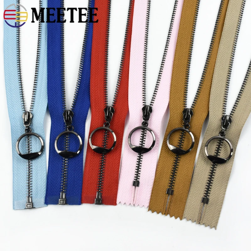 

3/5Pcs 15-70cm 3# O Ring Metal Zippers for Jackets Bags Zipper Pocket Clothes Zip Closure Repair Kits DIY Sewing Accessories