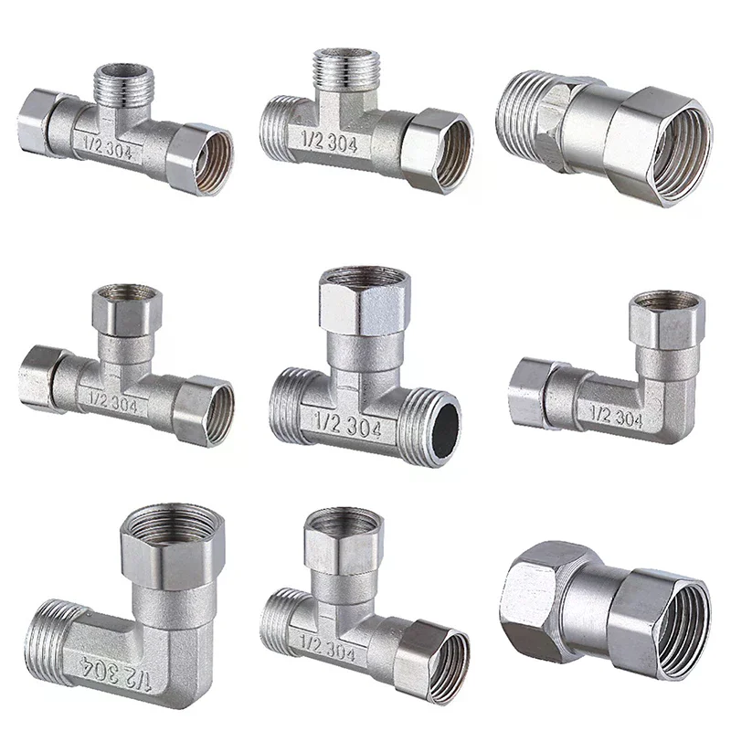 

Stainless Steel T Adapter G1/ 2" T-Valve Diverter Valve Three Way Device Hole For Bath Bidet Sprayer Shower
