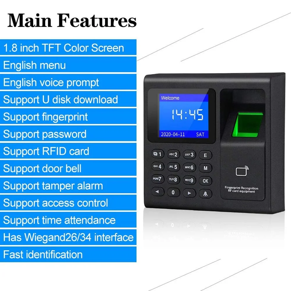 Biometric RFID Access Control System RFID Keypad USB Fingerprint System Electronic Time Clock Attendance Machine-Y41A