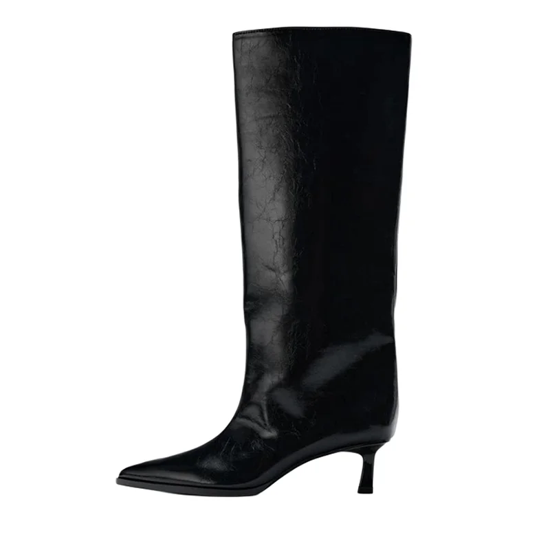 High Heels Women's High Boots Sexy Pointed Toe Fashion Shoes 2025 Winter Walking Chelsea Boots New Trend Gothic Long Mujer Botas
