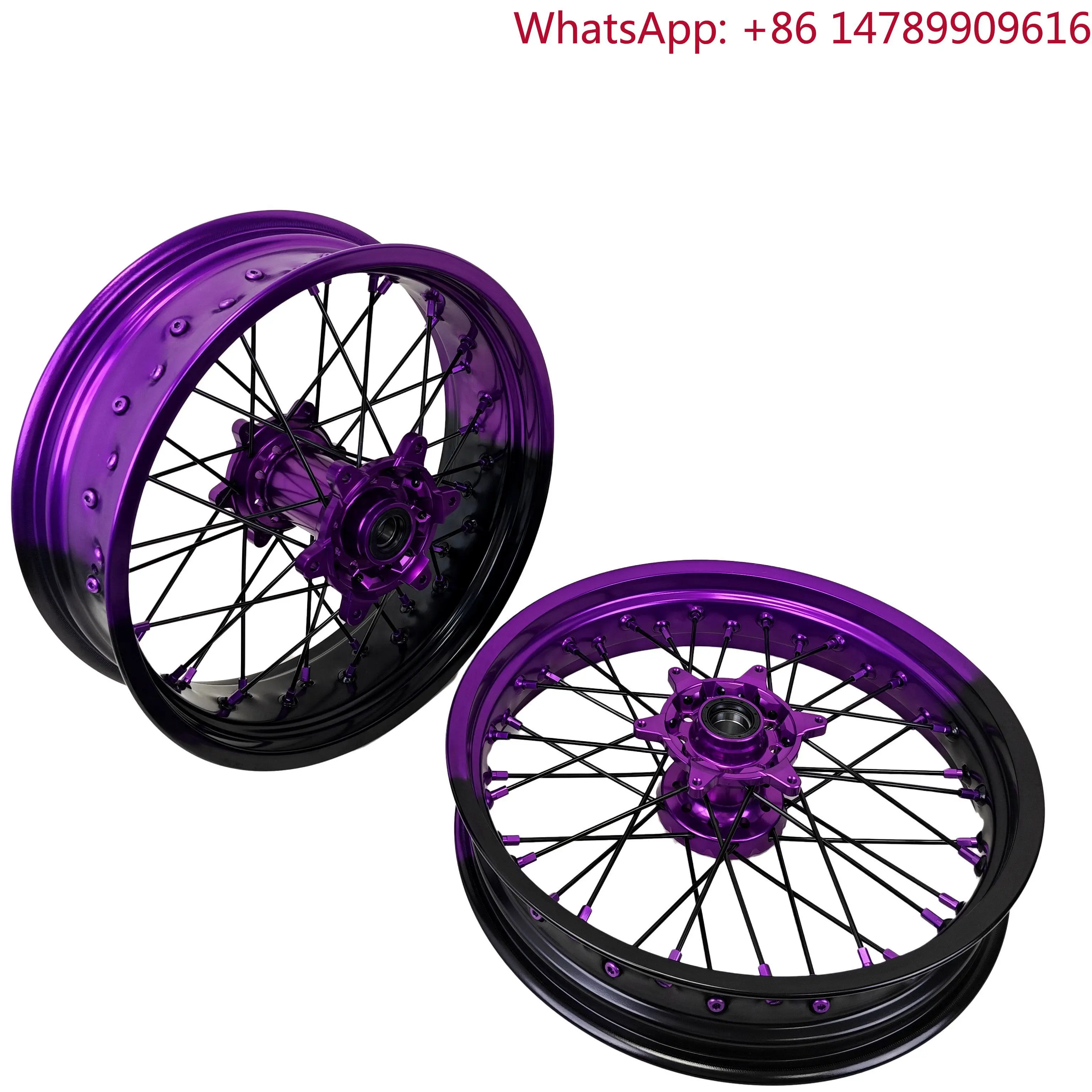 Fit [Model] High Quality 17 Inch Customized Accept Color Supermotard Wheels Rims Set 17 Dirt Bike Wheels Black Purple