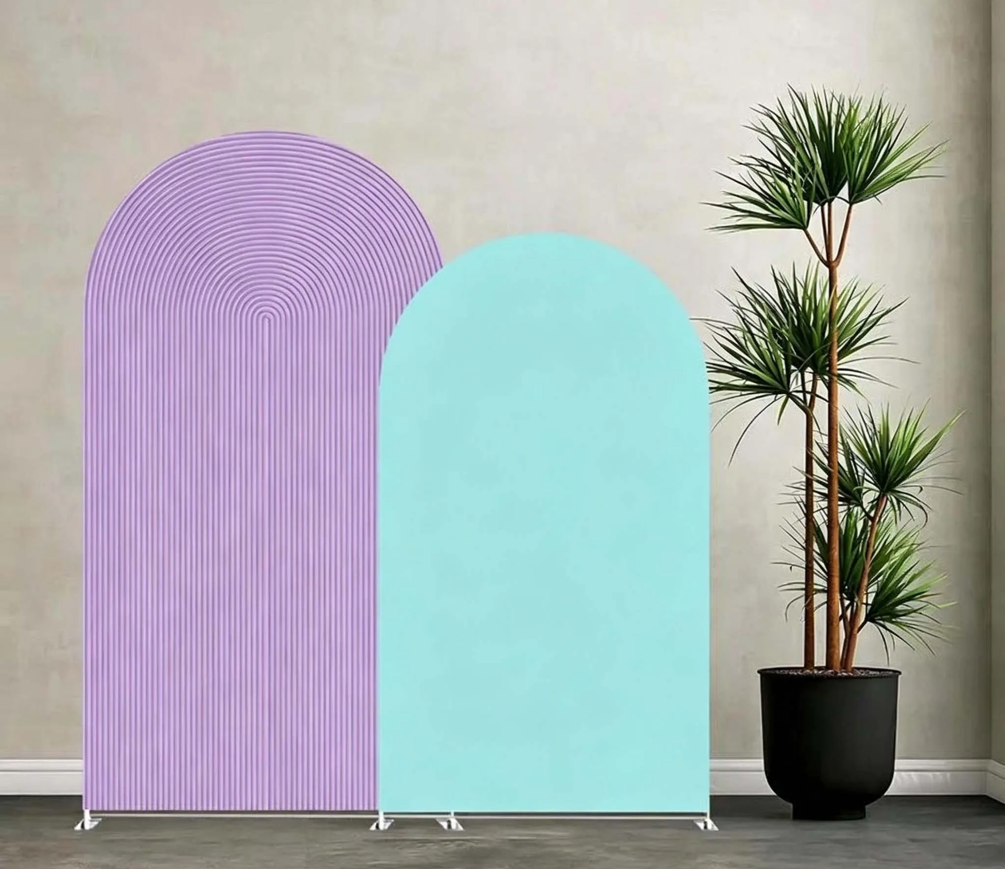 Custom 2-Side Purple Ripples Baby Shower Arch Backdrop Cover Mermaid Blue Diy Name Age Birthday Party Decor Backdrop Photo