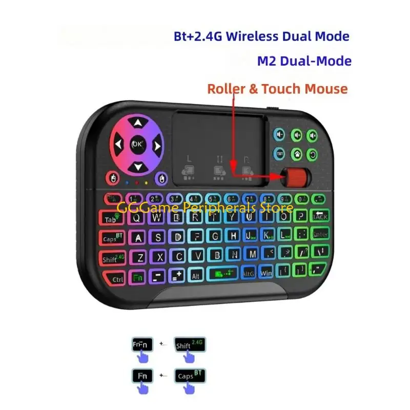 U55B Double Mode Bluetooth-Compatible 2.4G Keyboard With Scrolls Wheel And Touchpads Air Mouse Remote For Enhances Productivity