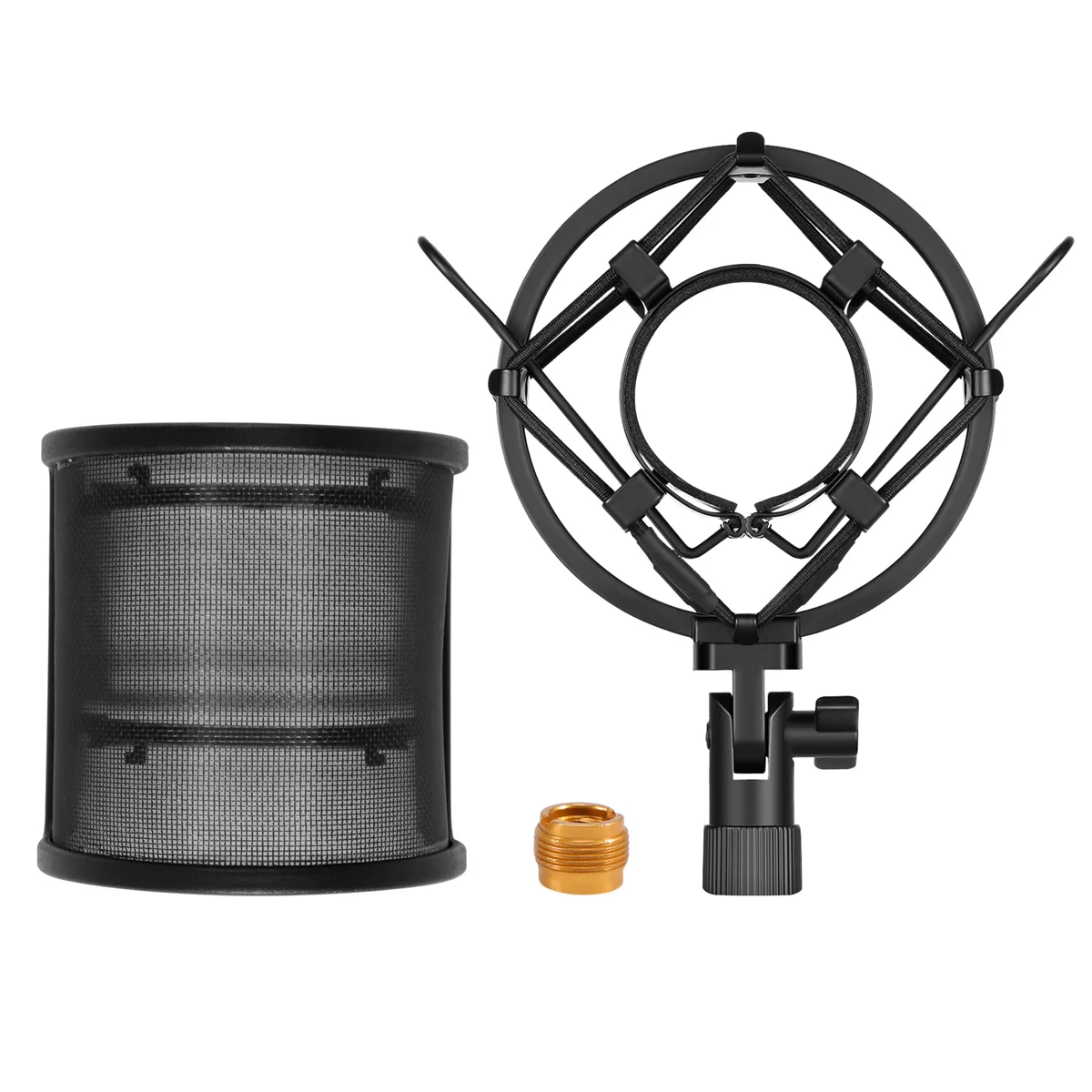 Microphone Shock Mount with Microphone Filter Windscreen Suspension Shock Mount Holder Clip