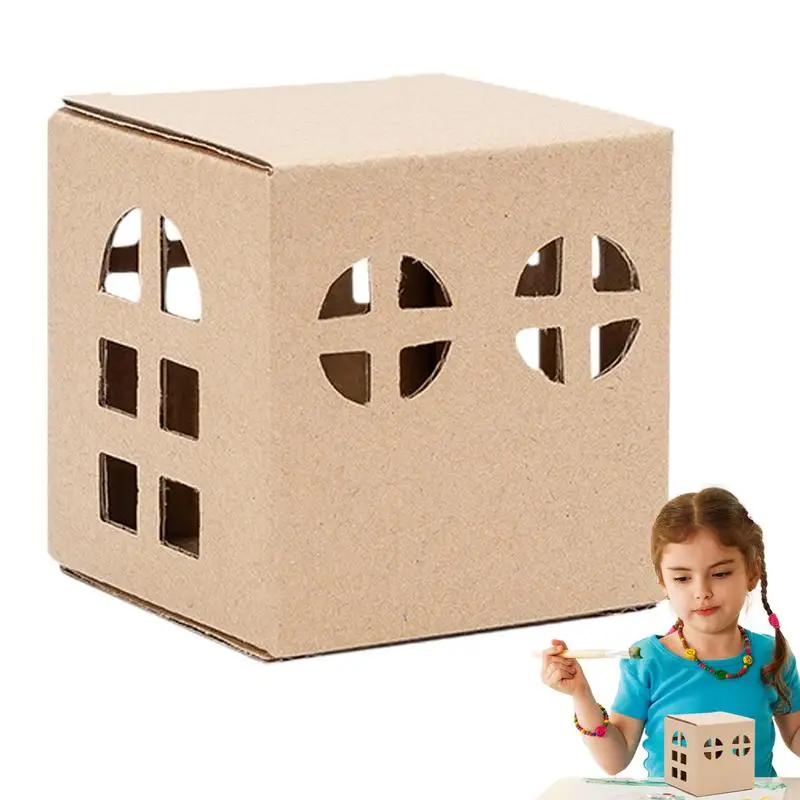 Christmas Cardboard House D-IY Build Gingerbread House Supplies for Kids Holiday Fun Party Game Playtime Christmas Decoration