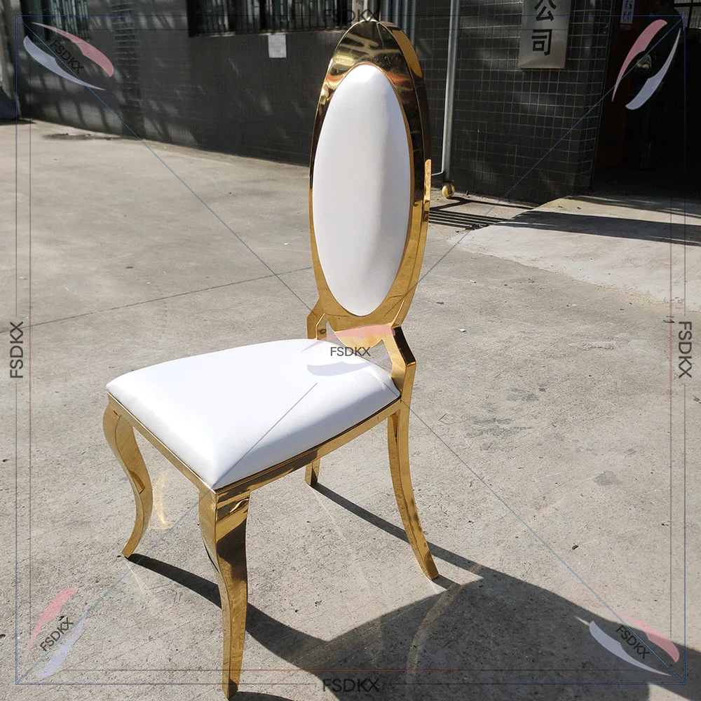 Wholesale Luxury Hotel Event Banquet Conference Furniture Golden Stainless Steel Chair Stackable Chairs